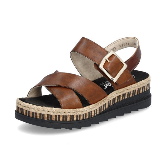 Rieker Wedge Sandal V7951-24 BROWN