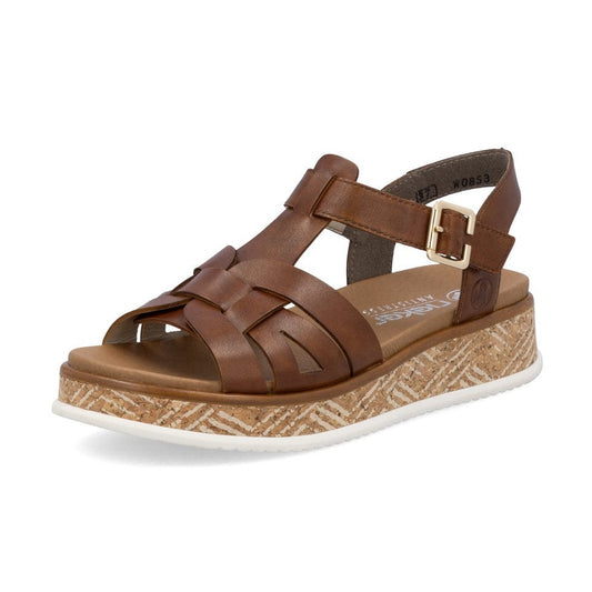 Rieker Wedge Sandal W0853-24 BROWN