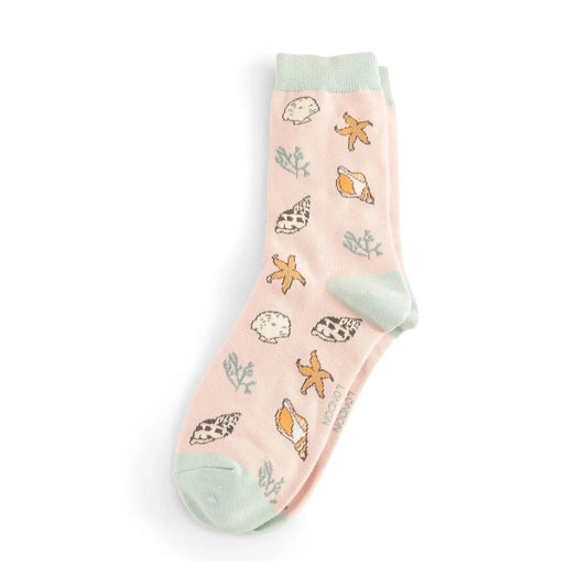 Miss Sparrow Seashells LIGHT PINK Quality Bamboo Socks SKS435