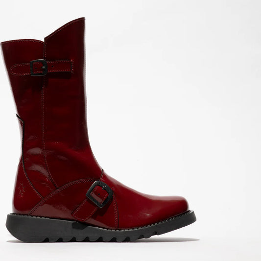 Fly London Mes 2 Rust Red Patent Leather Mid Calf Boot