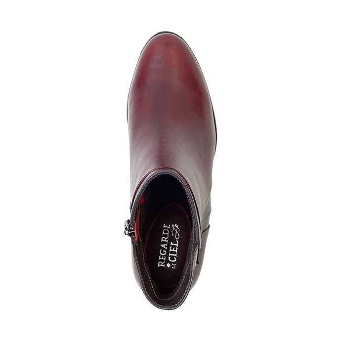 Regardez le Ciel Sonia 137 SANGRIA Soft Leather Zip Ankle Boot