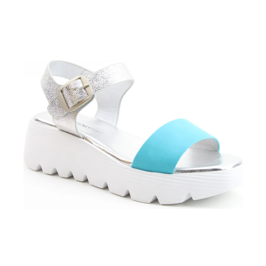 Heavenly Feet Martini SILVER / Turquoise Chunky Sandal