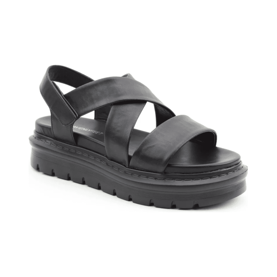Heavenly Feet Fallon BLACK Chunky Sole Sandal