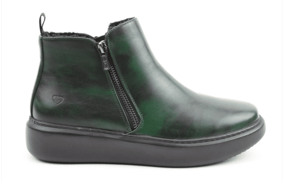 Heavenly Feet Senta FOREST Green Twin Zip Ankle Boot