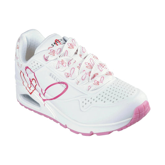 Skechers Goldcrown 177924 WHITE PINK Twin Hearts Trainer 177924WRPK