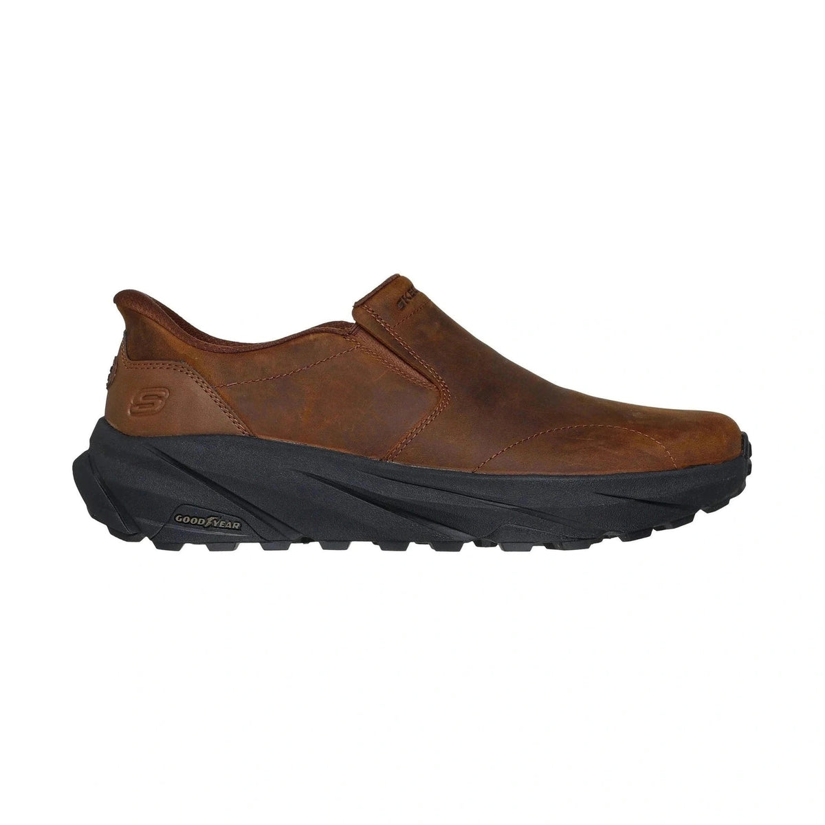 Skechers Slip Ins 205547 BROWN Waxy Leather Slip On Shoe 205547CDB