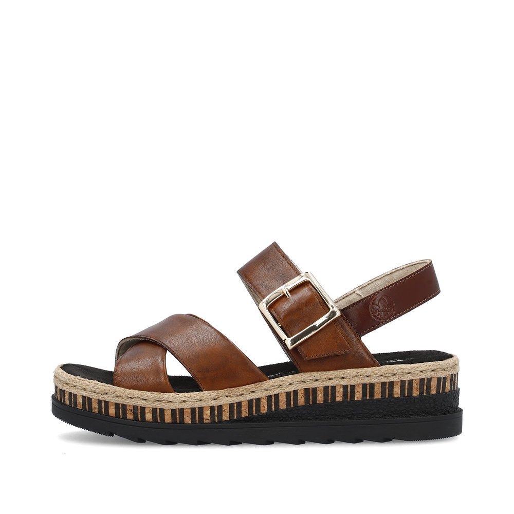 Rieker Wedge Sandal V7951-24 BROWN