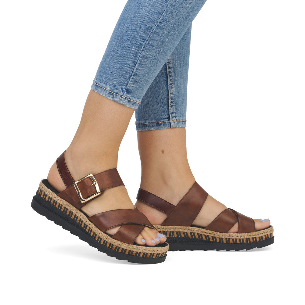 Rieker Wedge Sandal V7951-24 BROWN