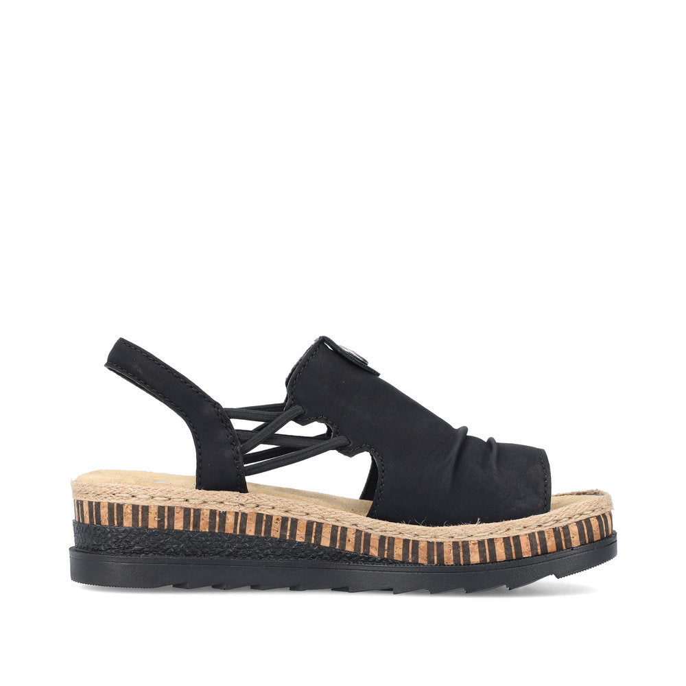 Rieker Wedge Sandal V7972-00 BLACK