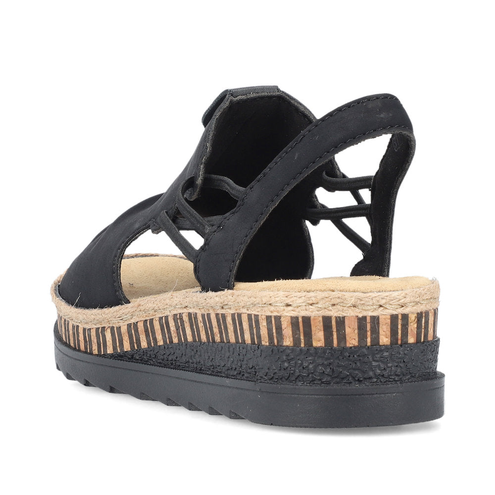 Rieker Wedge Sandal V7972-00 BLACK