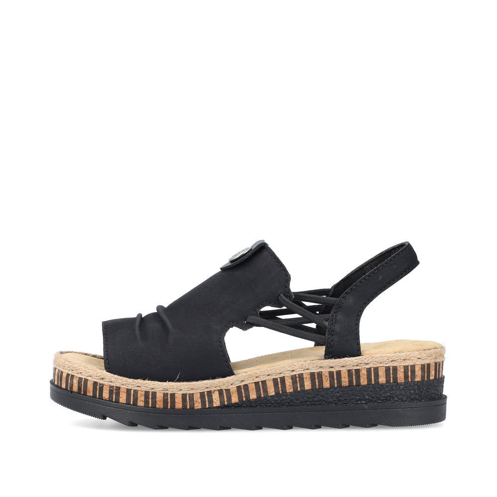 Rieker Wedge Sandal V7972-00 BLACK