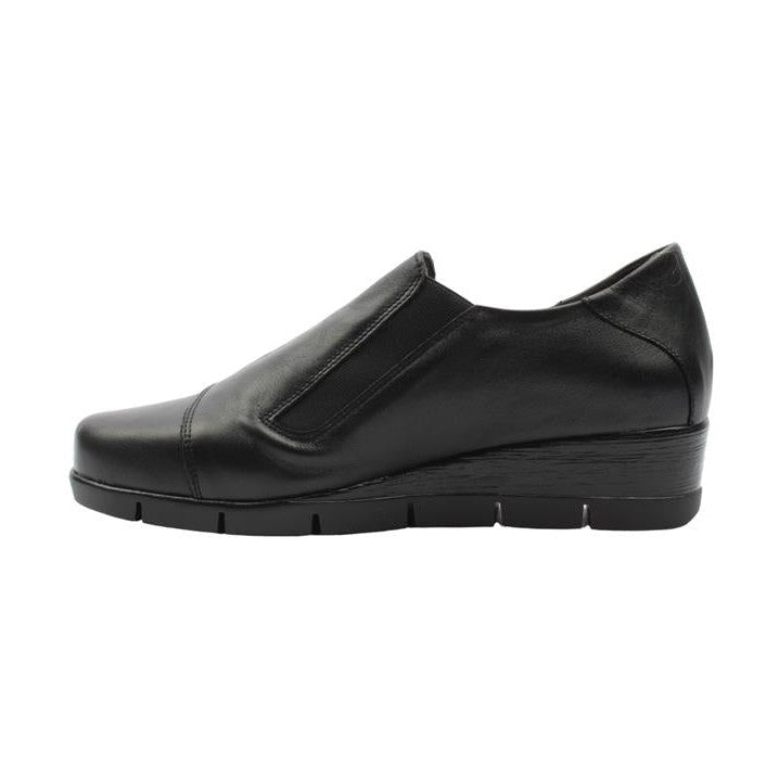 Valerias Black Soft Leather Wide fitting Zip Shoe Boot 9510