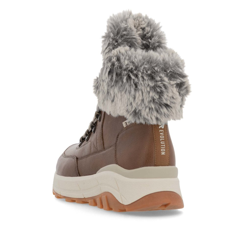 Rieker Evolution W0063 Nut Fur Cuff Trainer style Boot