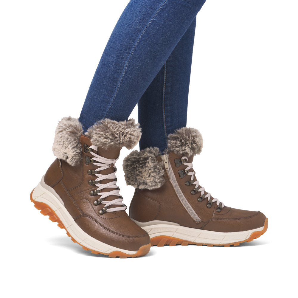 Rieker Evolution W0063 Nut Fur Cuff Trainer style Boot