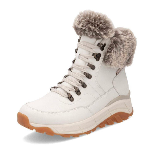 Rieker Evolution W0063 OFF WHITE Fur Cuff Trainer style Boot