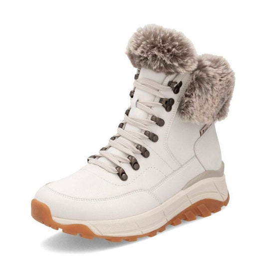 Rieker Evolution W0063 OFF WHITE Fur Cuff Trainer style Boot