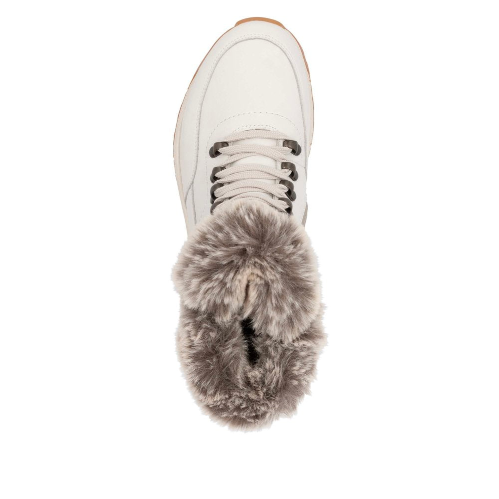 Rieker Evolution W0063 OFF WHITE Fur Cuff Trainer style Boot