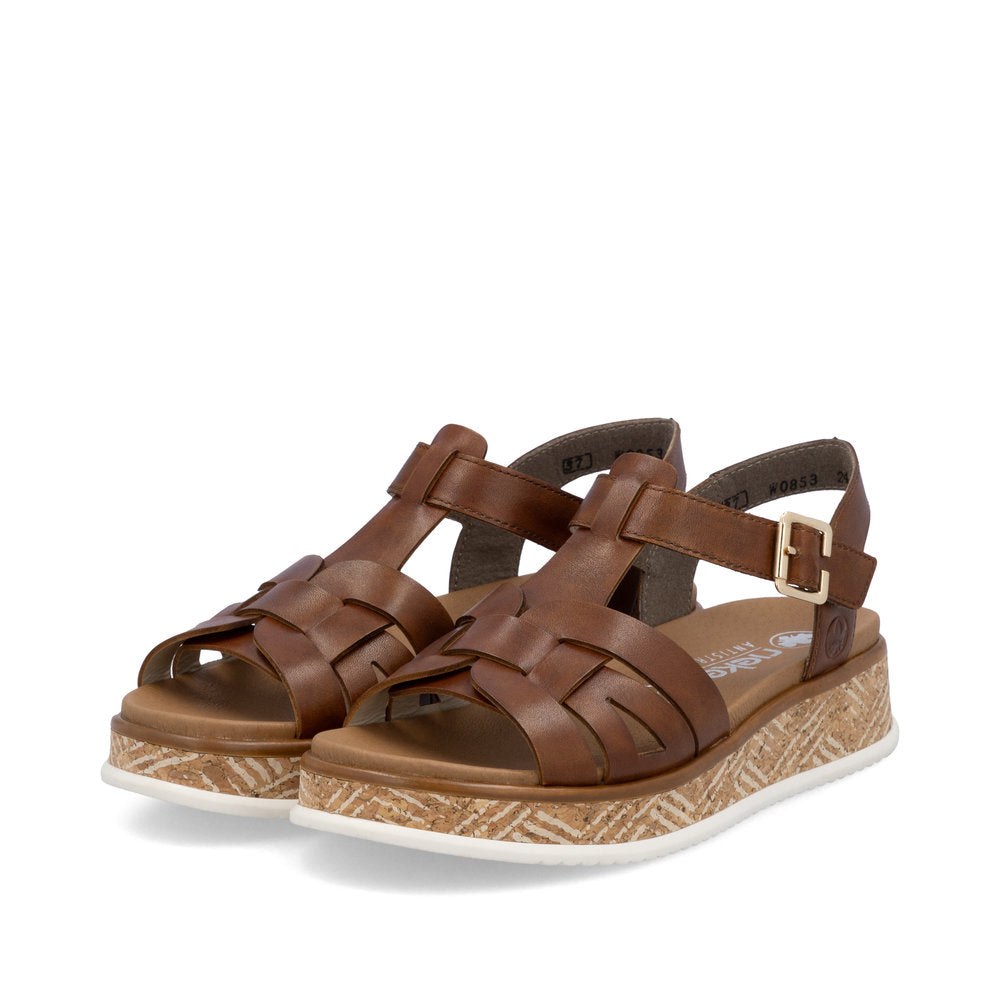 Rieker Wedge Sandal W0853-24 BROWN