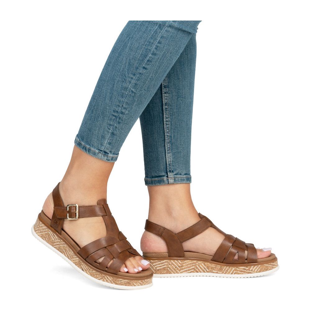 Rieker Wedge Sandal W0853-24 BROWN