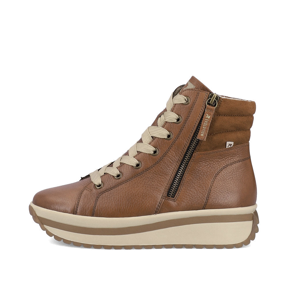 Rieker R'evolution Ankle Boot with Lace and ZIp W0962-24 BROWN