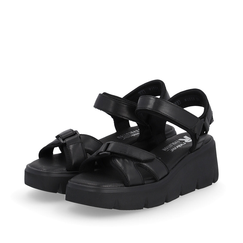 Rieker R-Evolution Chunky Wedge Sandal W1552-00 BLACK