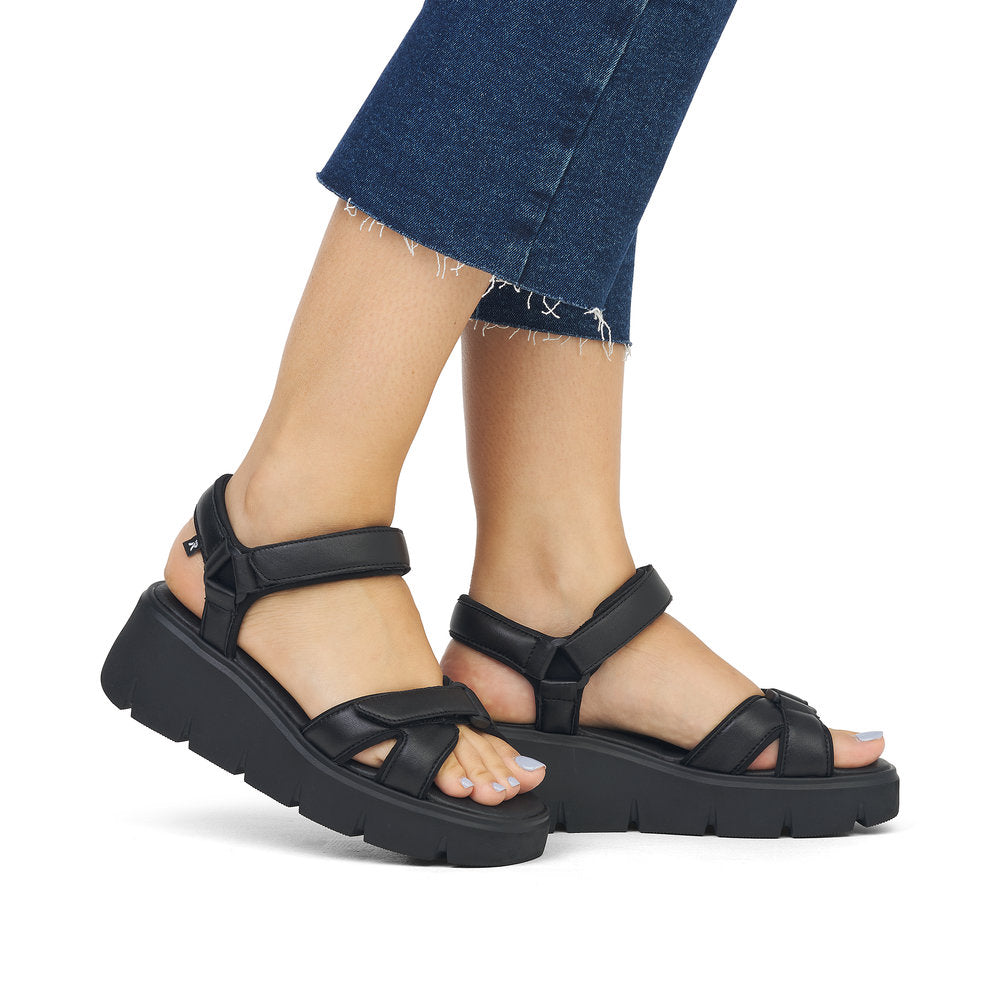 Rieker R-Evolution Chunky Wedge Sandal W1552-00 BLACK