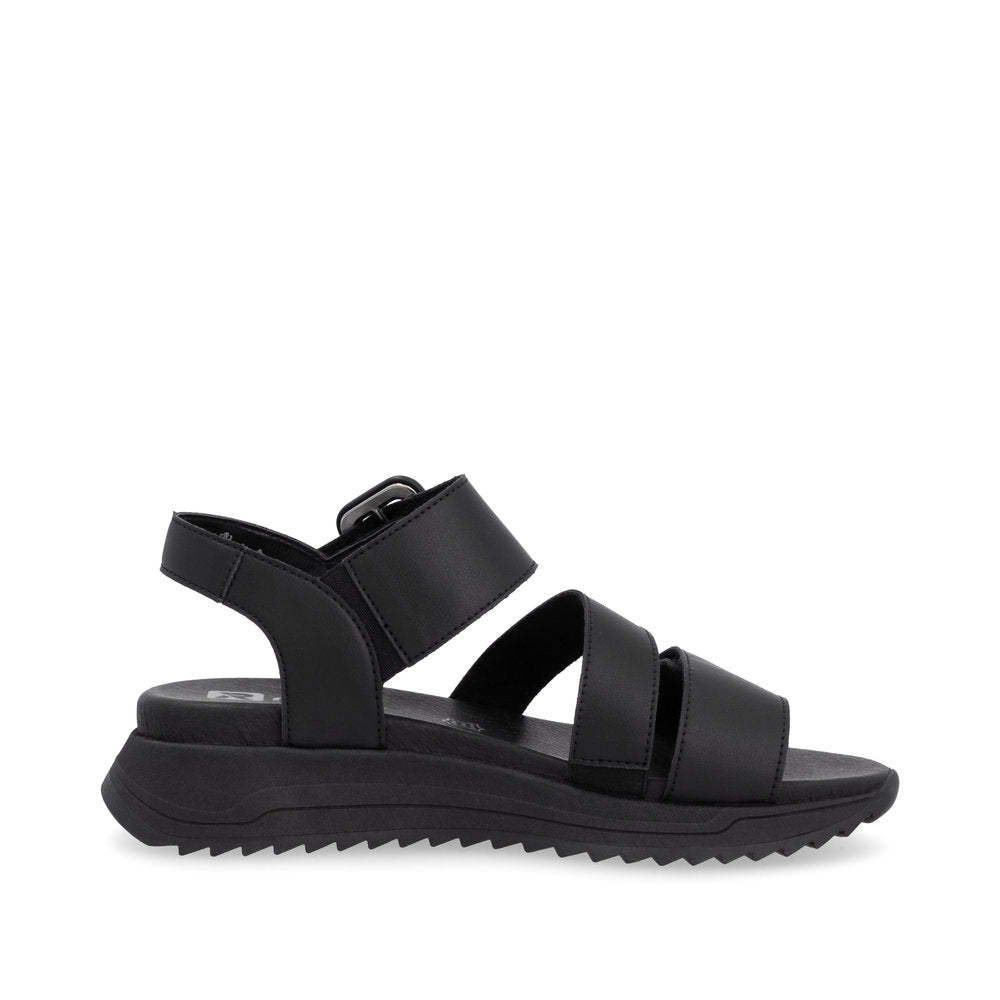 Rieker W2950 BLACK Leather Touch Fastening Chunky sandal W2950-00