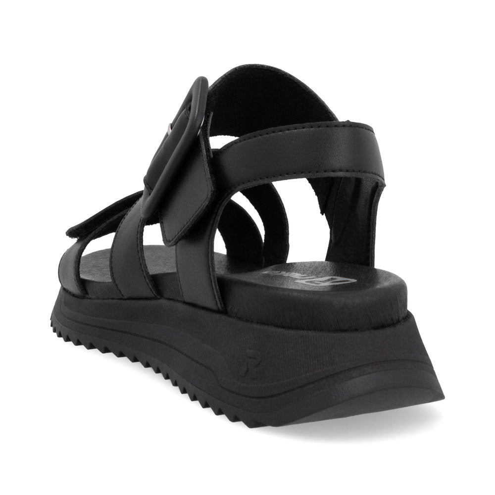 Rieker W2950 BLACK Leather Touch Fastening Chunky sandal W2950-00