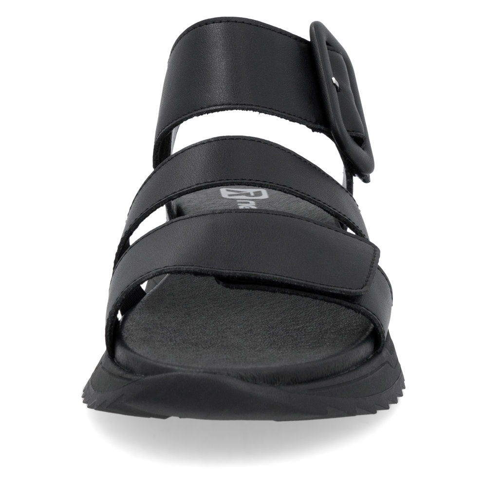 Rieker W2950 BLACK Leather Touch Fastening Chunky sandal W2950-00