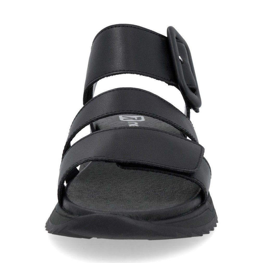 Rieker W2950 BLACK Leather Touch Fastening Chunky sandal W2950-00