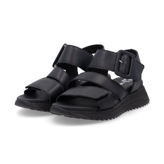 Rieker W2950 BLACK Leather Touch Fastening Chunky sandal W2950-00