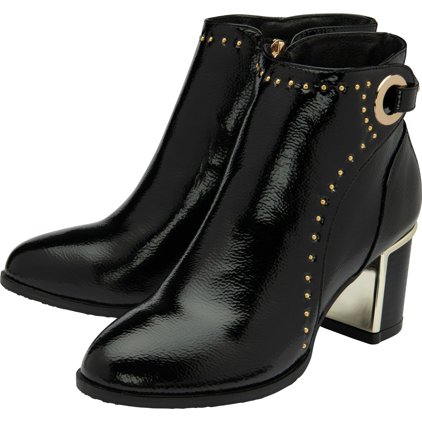 Lotus Ankle boot with block heel Wells BLACK PAT ULB317BP