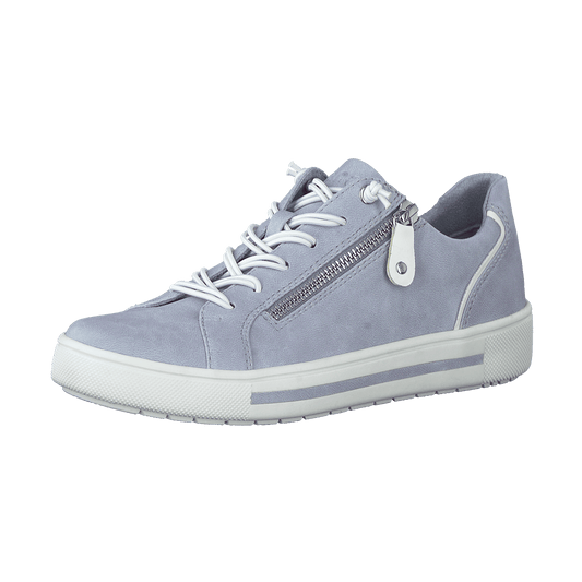 Jana Wide Fit Trainer With Zip and Laces 23660-833 Sky Blue