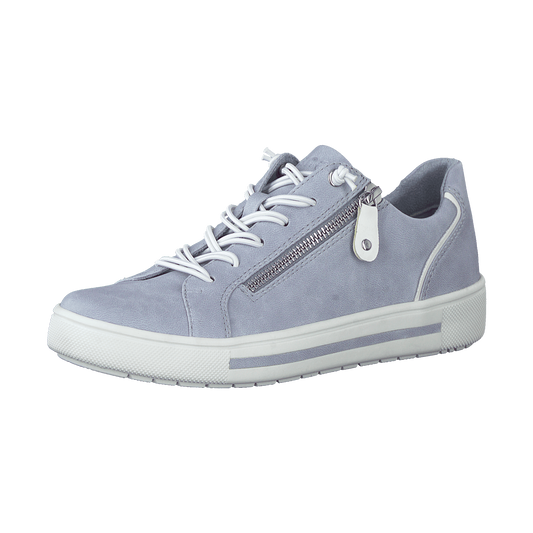 Jana Wide Fit Trainer With Zip and Laces 23660-833 Sky Blue