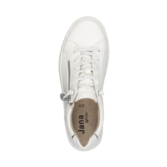 Jana 23660 Trainer Style Shoe WHITE/SILVER With Zip 23660-42-191
