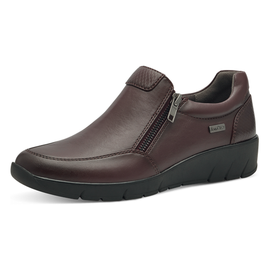 Jana Casual shoe with dual zips 24663 BORDO 24663-055