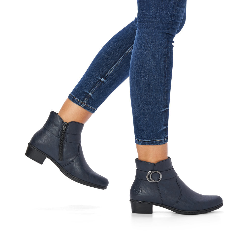 Reiker Ladies Boot Classic Ankle Boot with Zip Y0775-15 NAVY