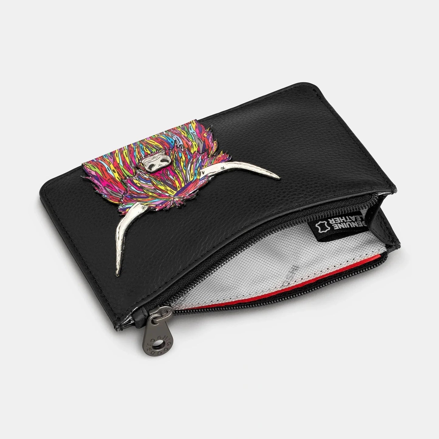 Yoshi Highland Cow Zip Top Purse BLACK y1321COW1