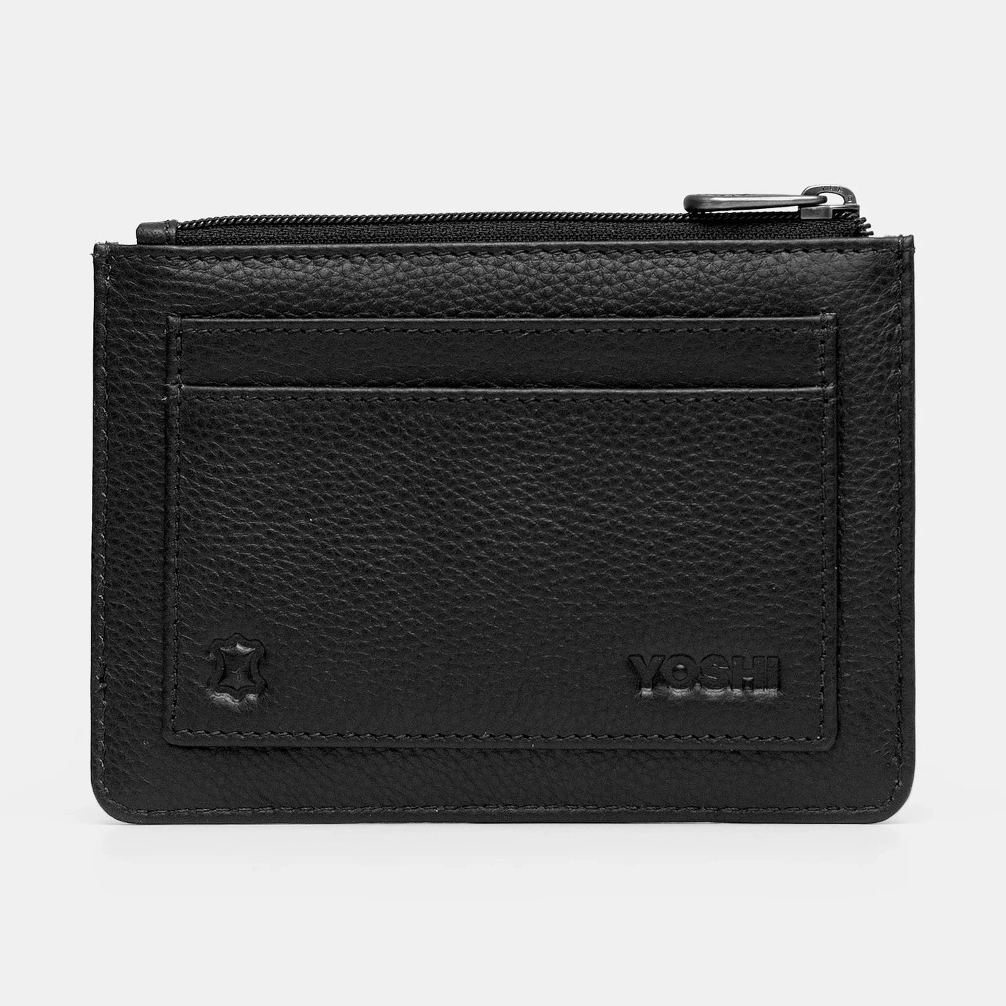 Yoshi Stargazing Cats Zip Purse BLACK Leather .