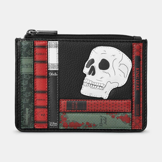 Shakespeare Bookworm Zip Top Leather Purse BLACK Y1321 LBR WS 1