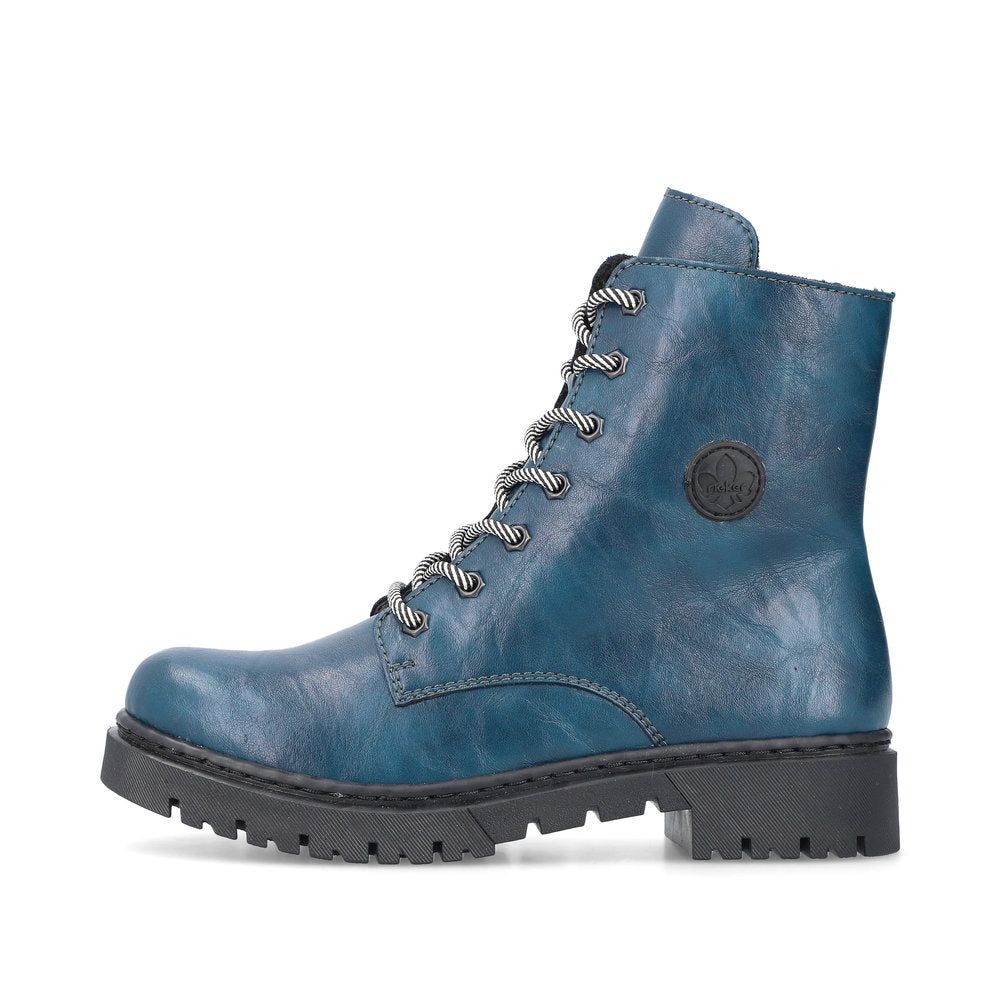 Rieker Ankle Boot with Lace and ZIp Y2440-12 PETROL