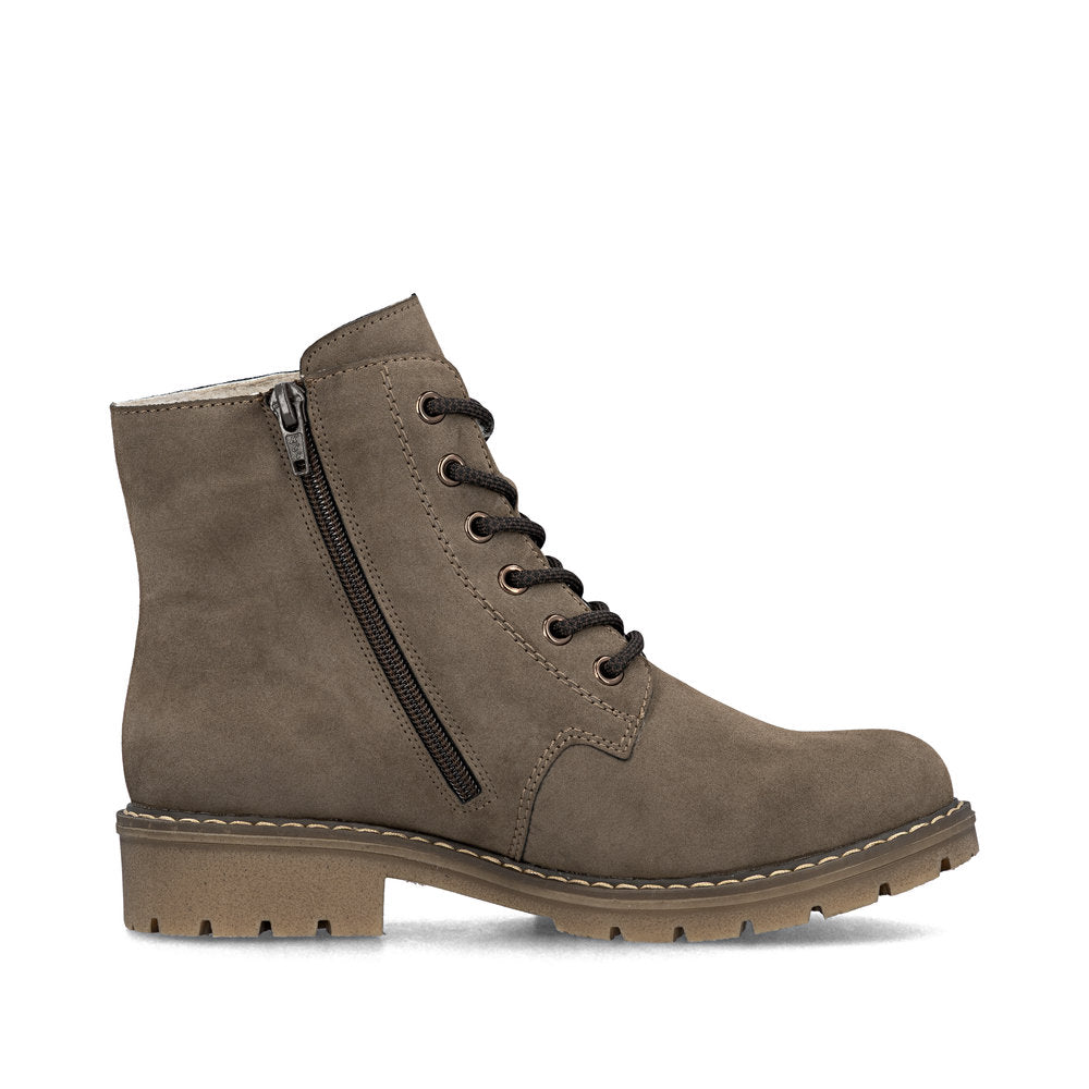 Rieker Ankle boot with Lace, zip and Waterproof lining Y9103-24 BROWN