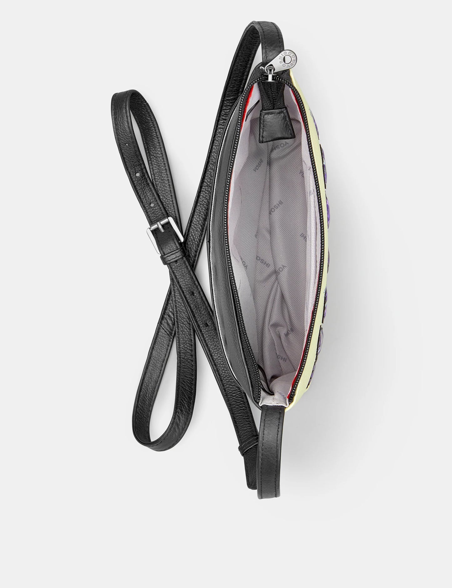 Bees Love BLACK Yellow Lavender Soft Leather Cross Body Bag