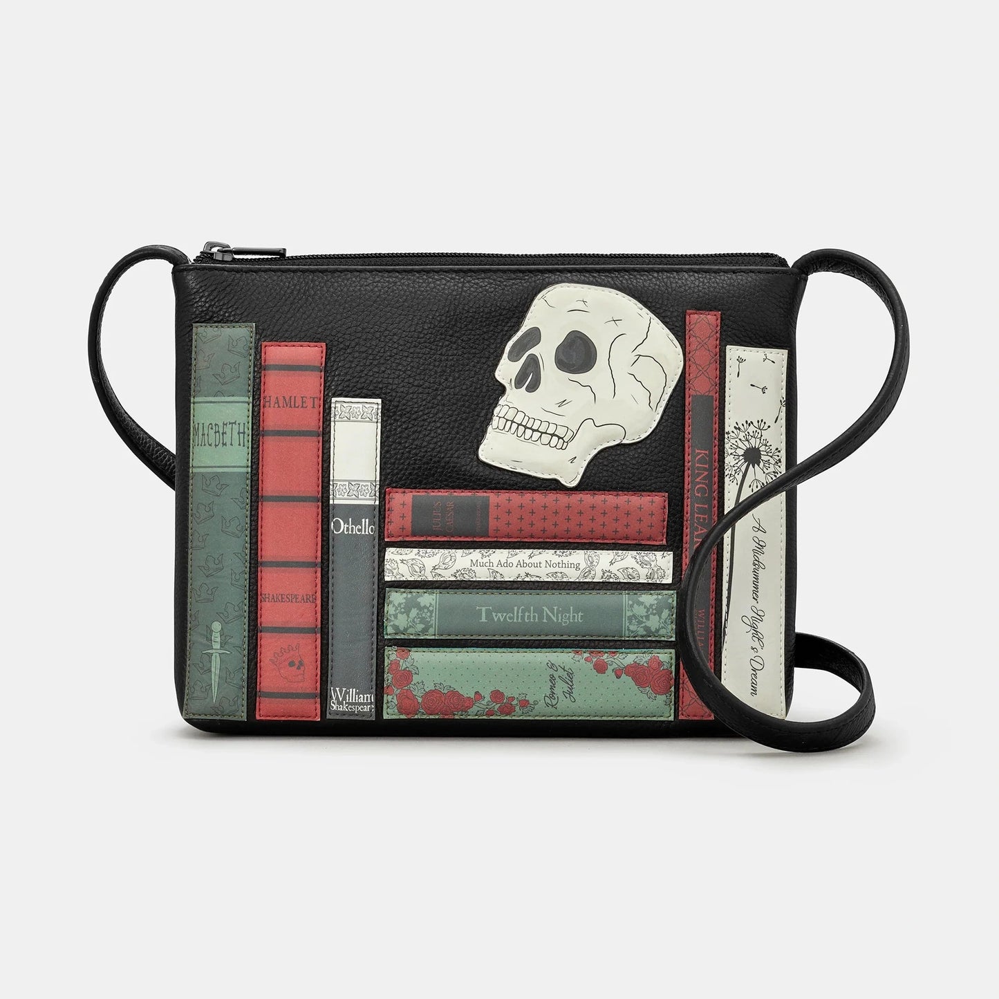 Shakespeare Bookworm Parker Leather Cross Body Bag BLACK YB214 LBR WS 1