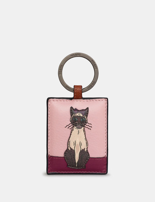 Yoshi Party Cats Keyring Siamese BROWN Leather KEYRING