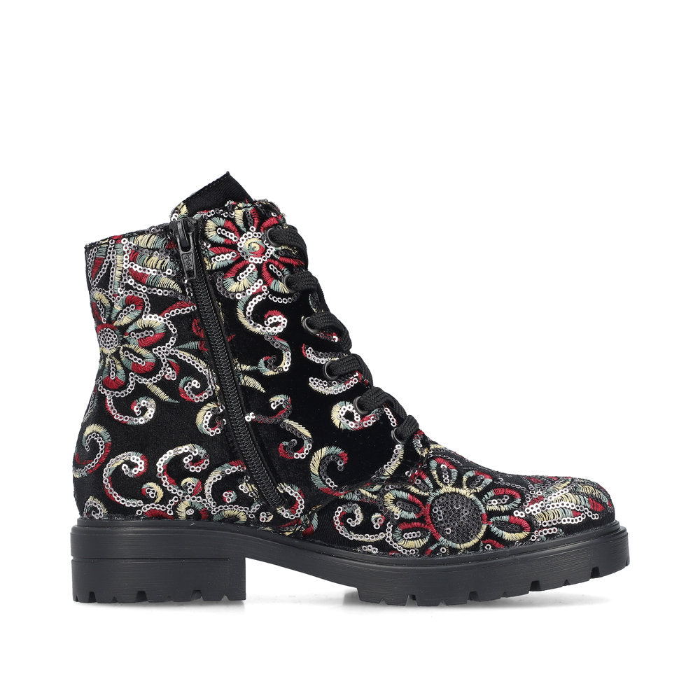 Rieker Ladies Boot Z2841 Metallic Print Ankle boot BLACK MULTI Z2841-90