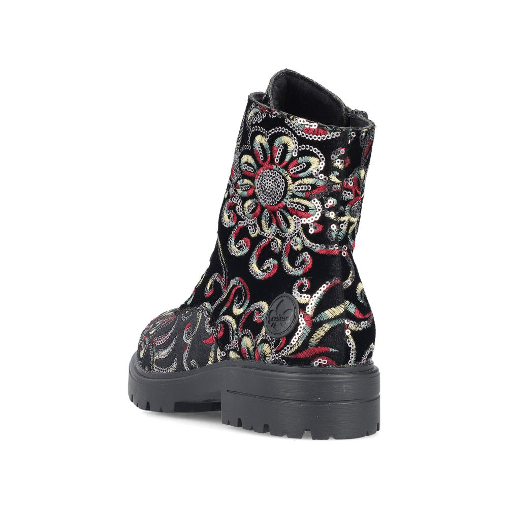 Rieker Ladies Boot Z2841 Metallic Print Ankle boot BLACK MULTI Z2841-90