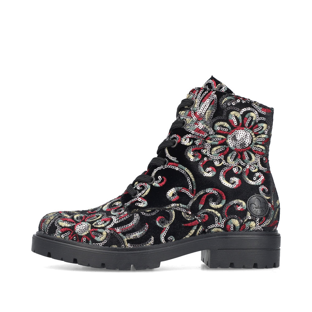 Rieker Ladies Boot Z2841 Metallic Print Ankle boot BLACK MULTI Z2841-90