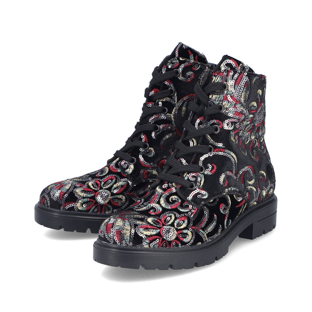 Rieker Ladies Boot Z2841 Metallic Print Ankle boot BLACK MULTI Z2841-90