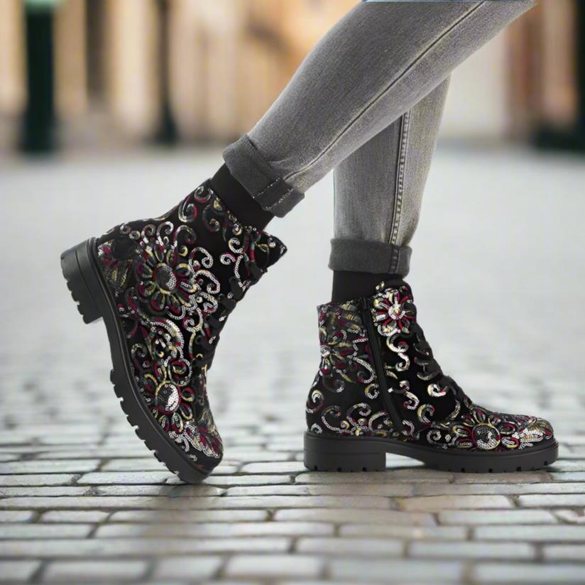 Rieker Ladies Boot Z2841 Metallic Print Ankle boot BLACK MULTI Z2841-90